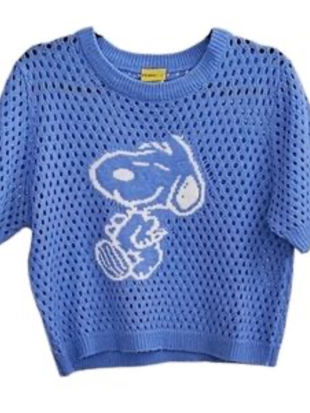 Peanuts Royal Blue Open-Knit Snoopy Short Sleeve Sweater